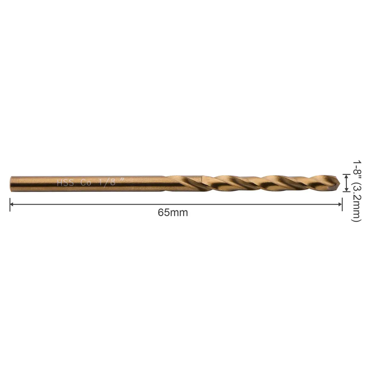 SPKLINE 10 Pcs 3.2mm (1/8") Cobalt Drill Bit Set | M35 High Speed Steel Jobber Length Twist Bits for Hard Metal - view 2