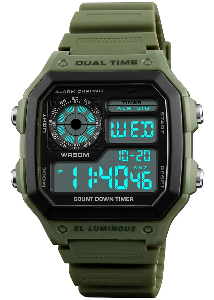 PASOY Men's Digital Sport Watch 43mm (1.7 inch) Dual Time Stopwatch Countdown | 50M Water Resistant Sport Watch - main product image