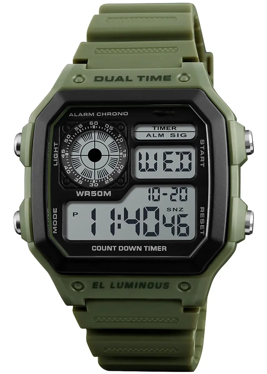 PASOY Men's Digital Sport Watch 43mm (1.7 inch) Dual Time Stopwatch Countdown | 50M Water Resistant Sport Watch - view 3