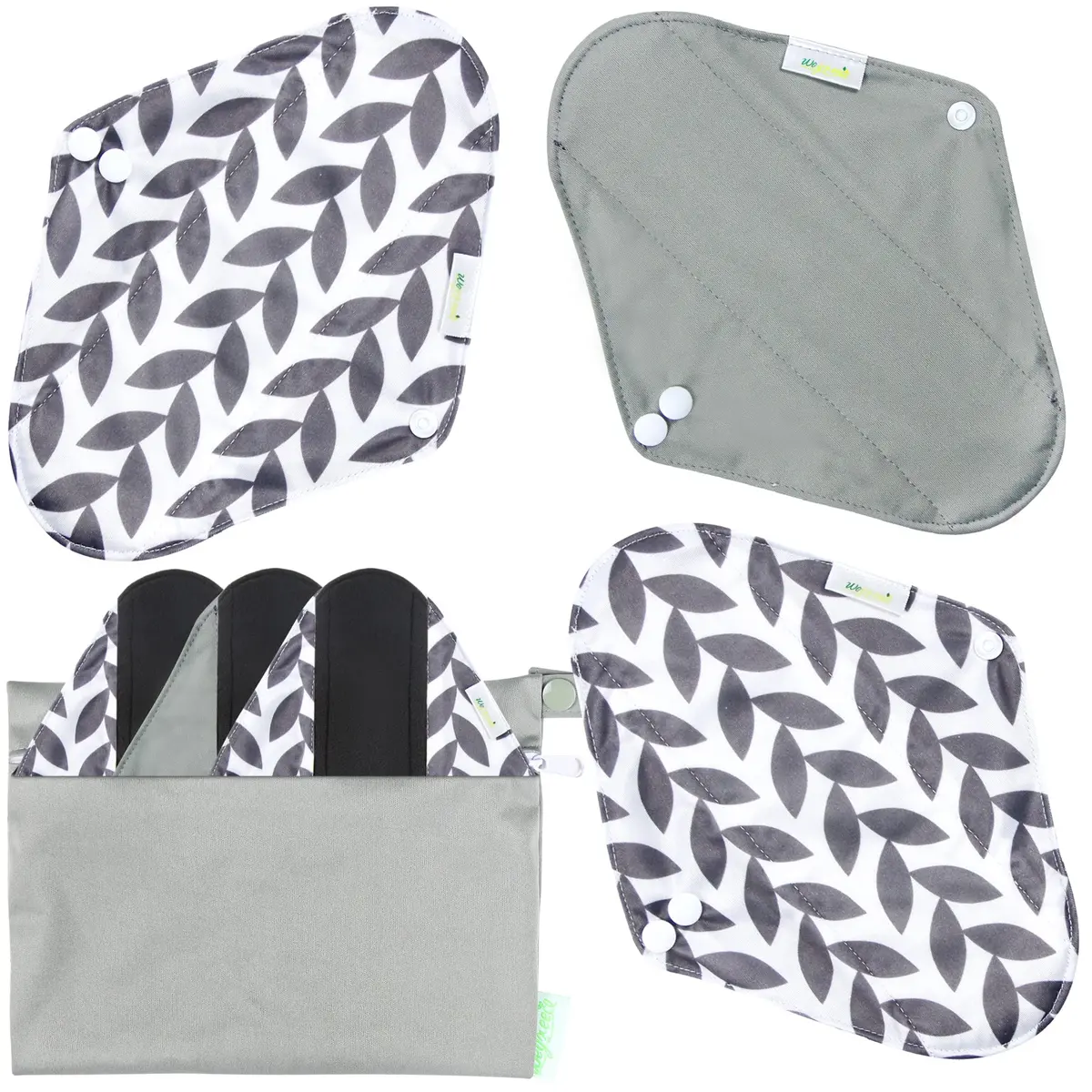 wegreeco Charcoal Reusable Menstrual Pads - 6 Pack | Leak-Free, Soft Cloth, Heavy Flow Suitable - main product image