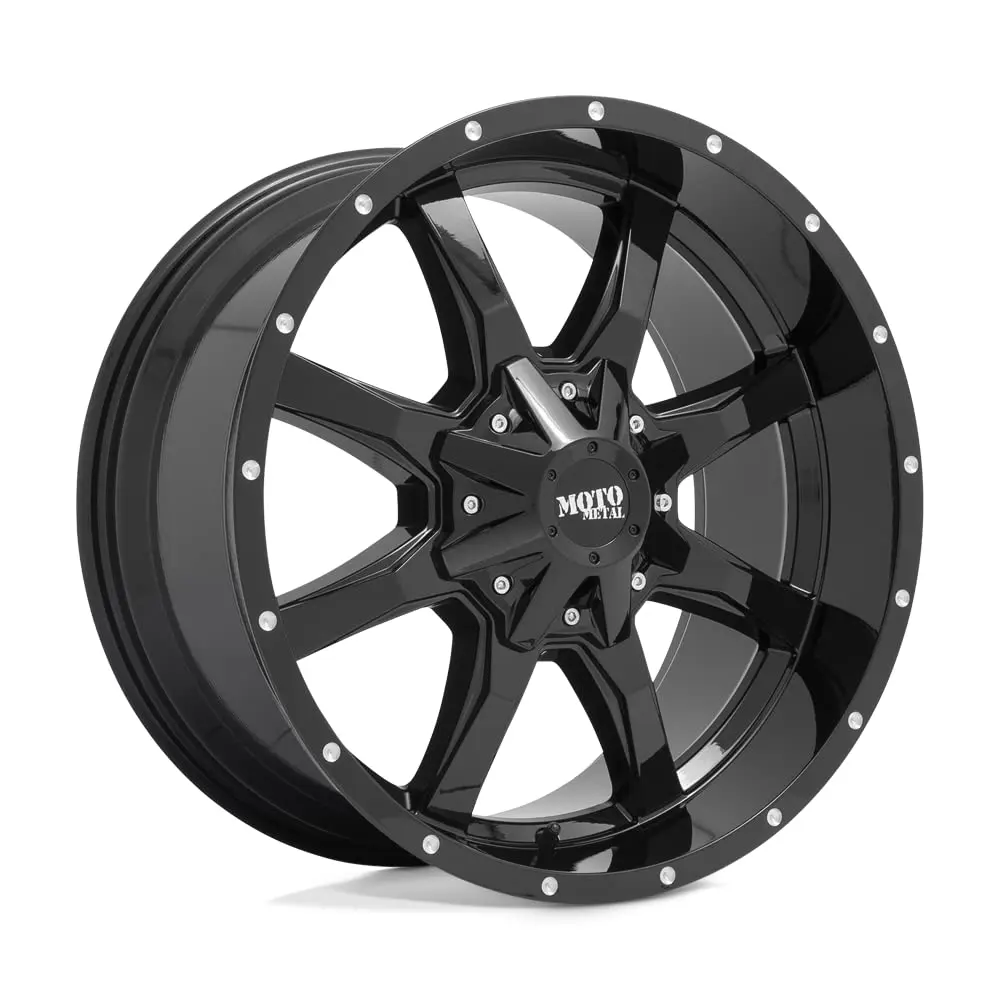 Moto Metal 16X8 Alloy Wheel 6X120/5.5 4.5 0mm Gloss Black W/ Spot Milled Lip - main product image