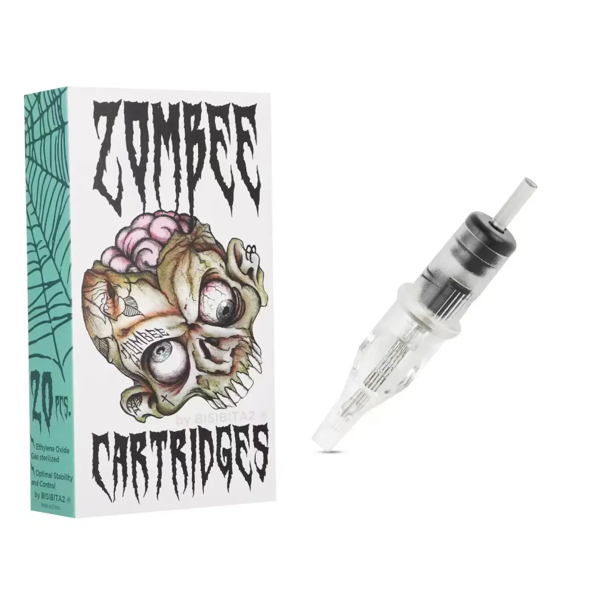BISIBITA2 Zombee Disposable Tattoo Needle Cartridges 1209CM (20 Count, Clear) | Professional Tattooing Visibility - main product image