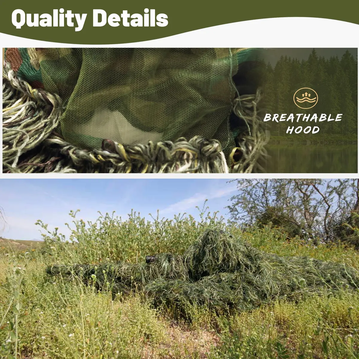 MOPHOTO 5 in 1 Ghillie Suit 3D Camouflage Hunting Suit - Jacket, Pants, Hood, Carry Bag, Youth & Adults - view 6