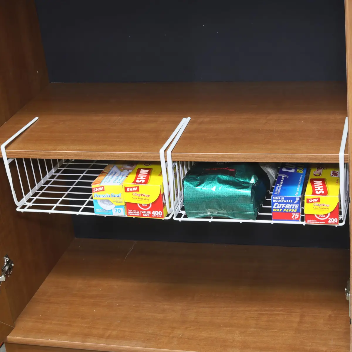 Simple Houseware 2-Pack Under Shelf Wire Metal Basket Shelf, White | Space-Saving Kitchen Organizer - view 5