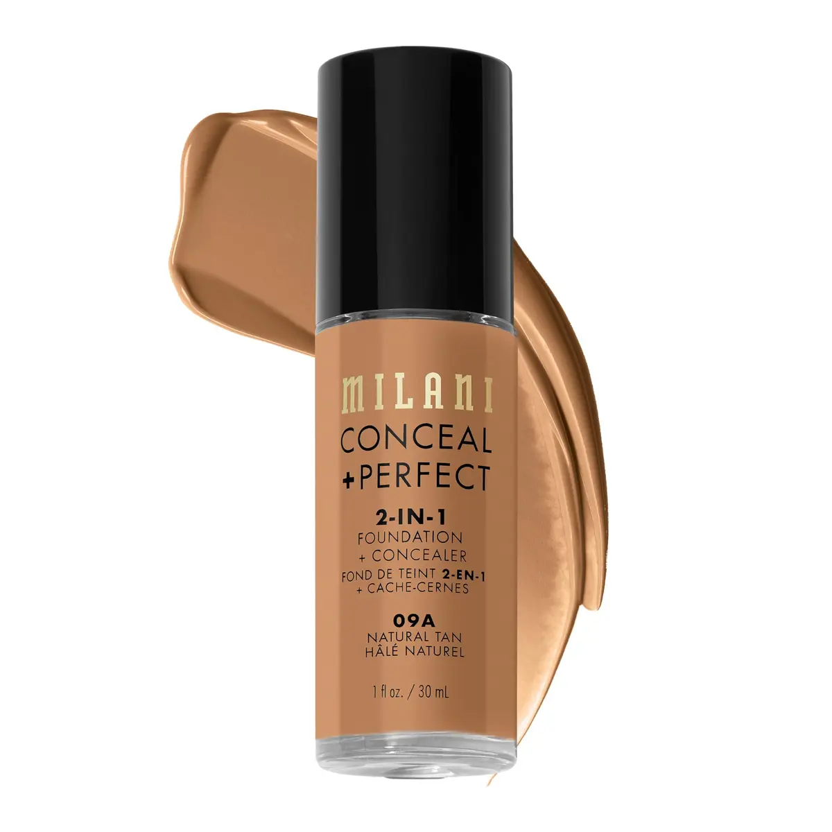 Milani Conceal + Perfect 2-in-1 Foundation + Concealer 09A-Natural Tan 30ml (1 Fl Oz) | Lightweight Full Coverage for All Skin Types - main product image