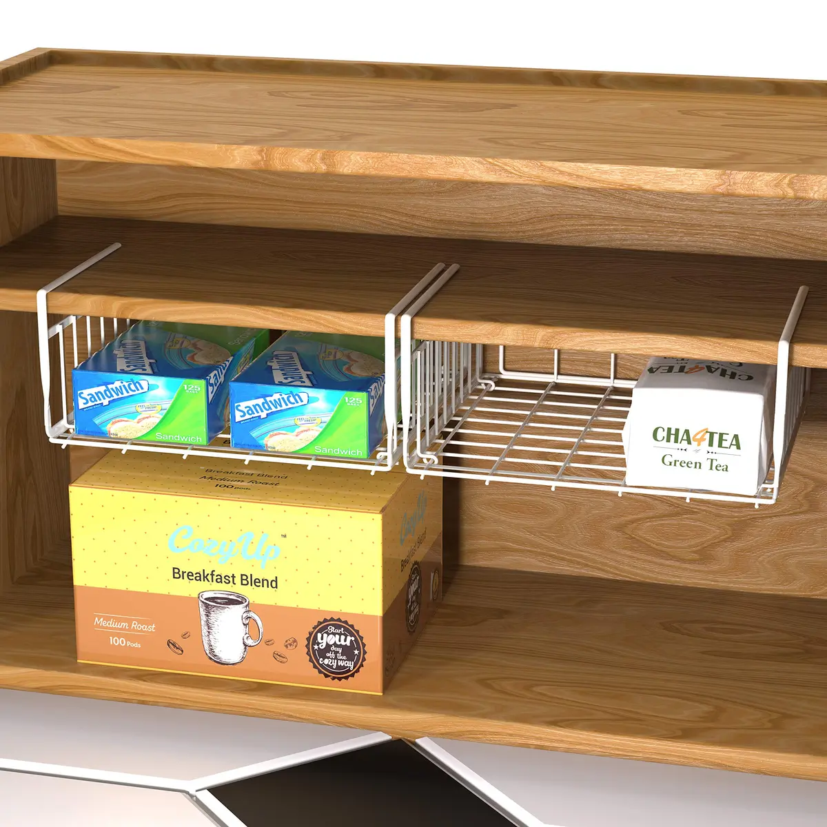 Simple Houseware Under Shelf Basket, White | Space-Saving Organizer for Home & Office - view 4