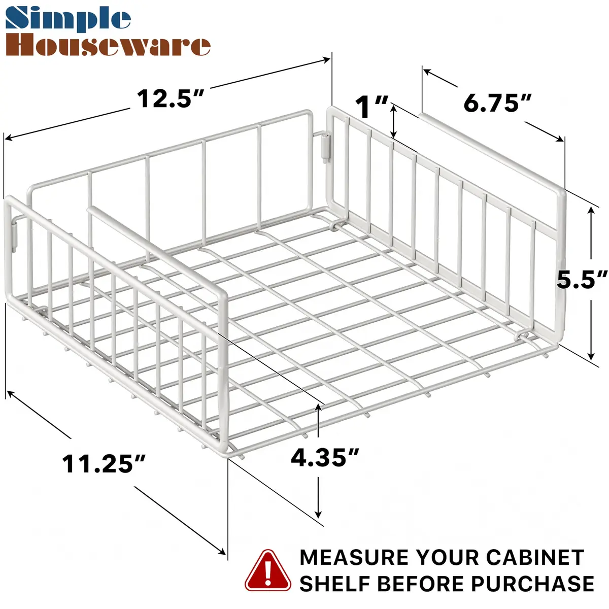 Simple Houseware Under Shelf Basket, White | Space-Saving Organizer for Home & Office - view 2