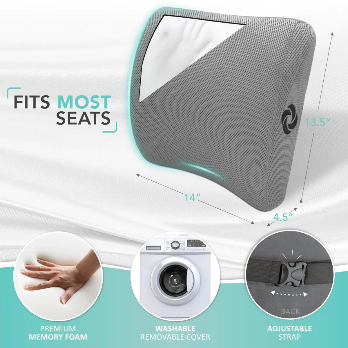 Samsonite Memory Foam Lumbar Support Pillow for Office Chair, Gaming Chair & Car Seat | Ergonomic Back Cushion for Sitting Comfort - view 5