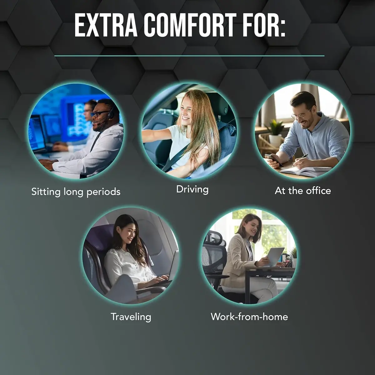 Samsonite Memory Foam Lumbar Support Pillow for Office Chair, Gaming Chair & Car Seat | Ergonomic Back Cushion for Sitting Comfort - view 7