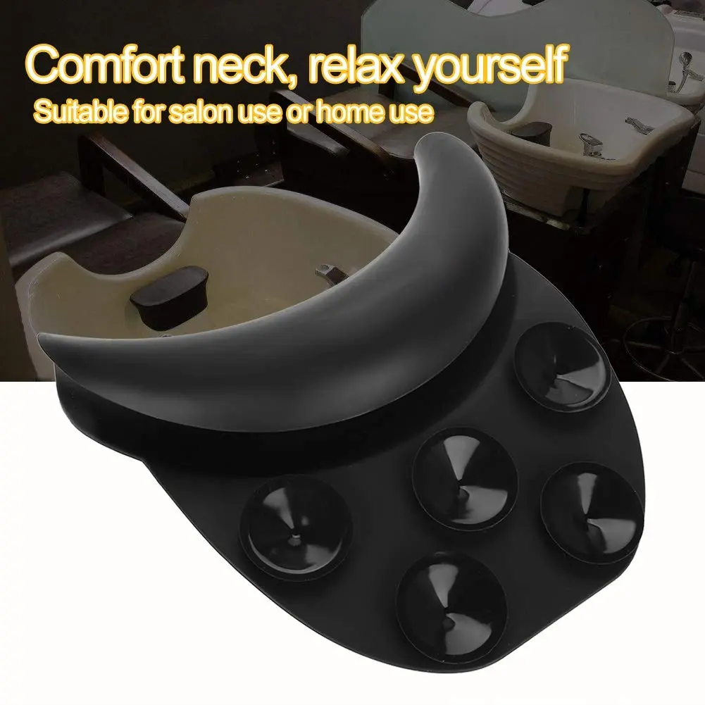 DEWIN Silicone Shampoo Bowl Neck Rest Cushion with Suction Cups | Black Salon Sink Neck Pillow for Hair Washing - view 3