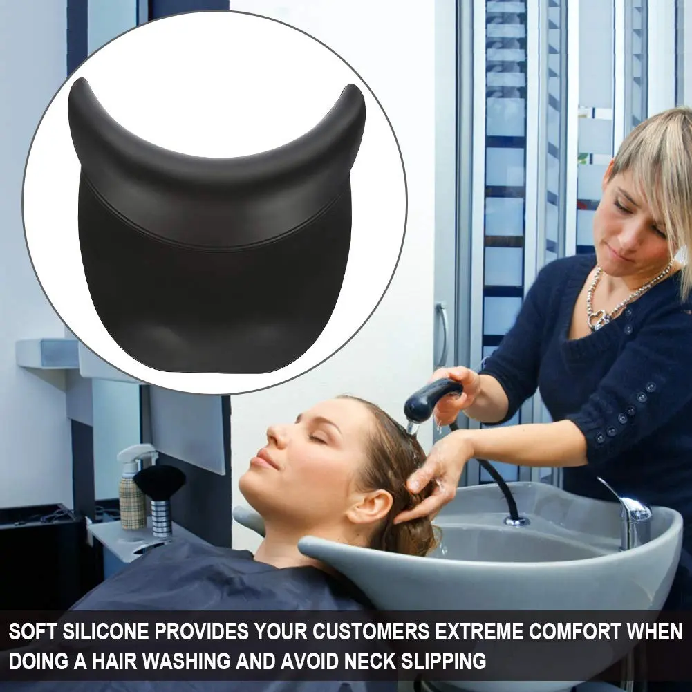 DEWIN Silicone Shampoo Bowl Neck Rest Cushion with Suction Cups | Black Salon Sink Neck Pillow for Hair Washing - view 4