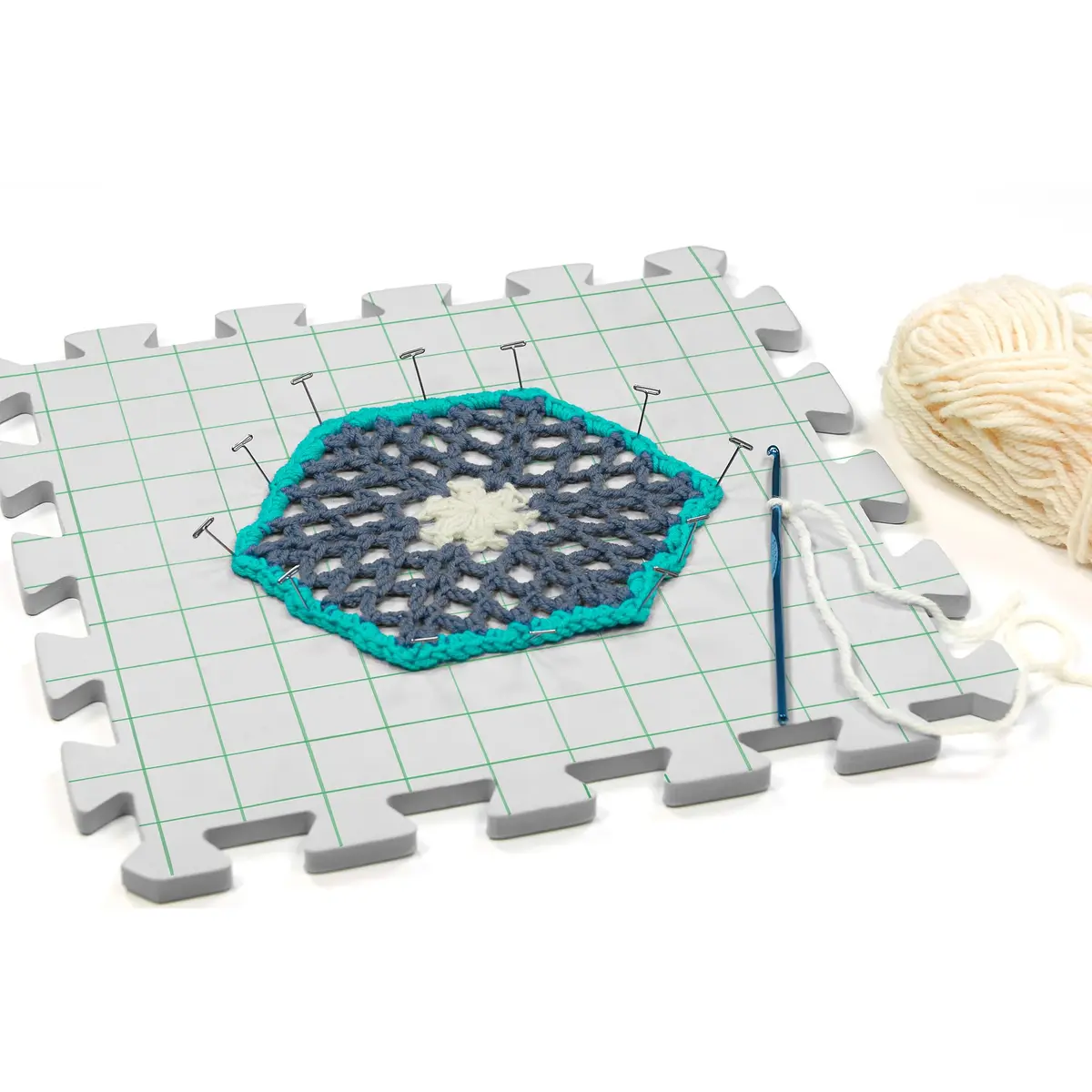 Boye Interlocking Blocking Boards for Knitting, Crochet & Needlepoint | 4-Piece Set | 12” x 12” - view 2