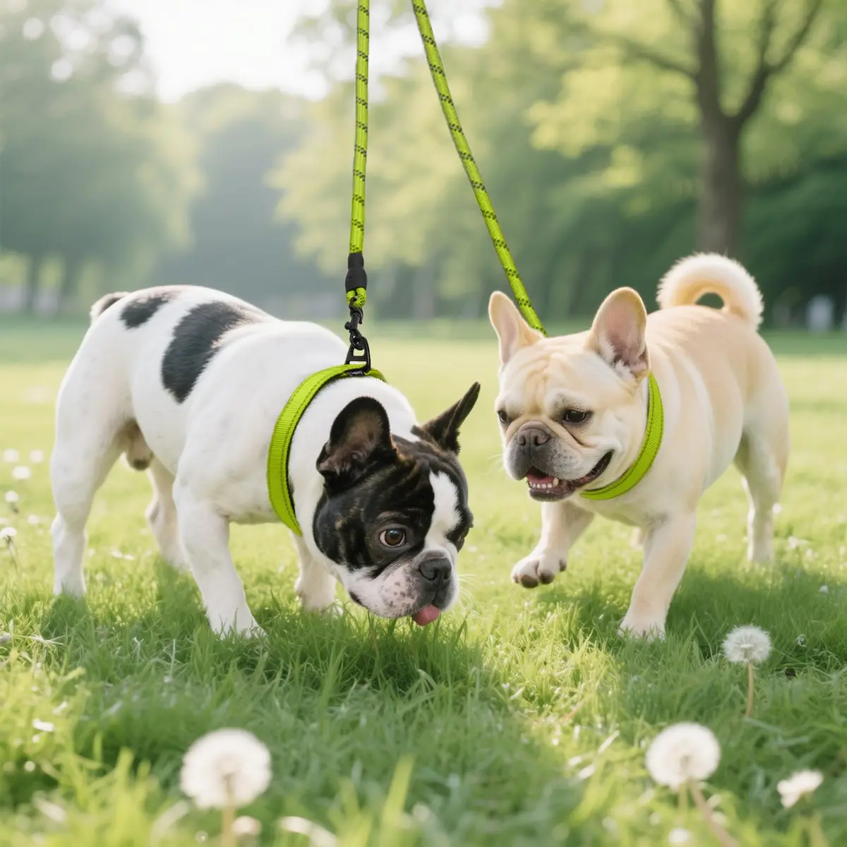 Taglory Double Dog Leash Coupler for Two Dogs, 30 Inch (76.2 cm) Green | Tangle-Free Walks with Reflective Rope - view 6