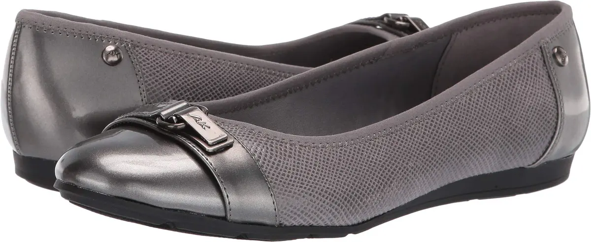 Anne Klein Womens Able Slip-On Flats - Comfortable Classic Dress Shoes for Office, Work & Formal Events, Grey Multi, 8.5 Wide - main product image
