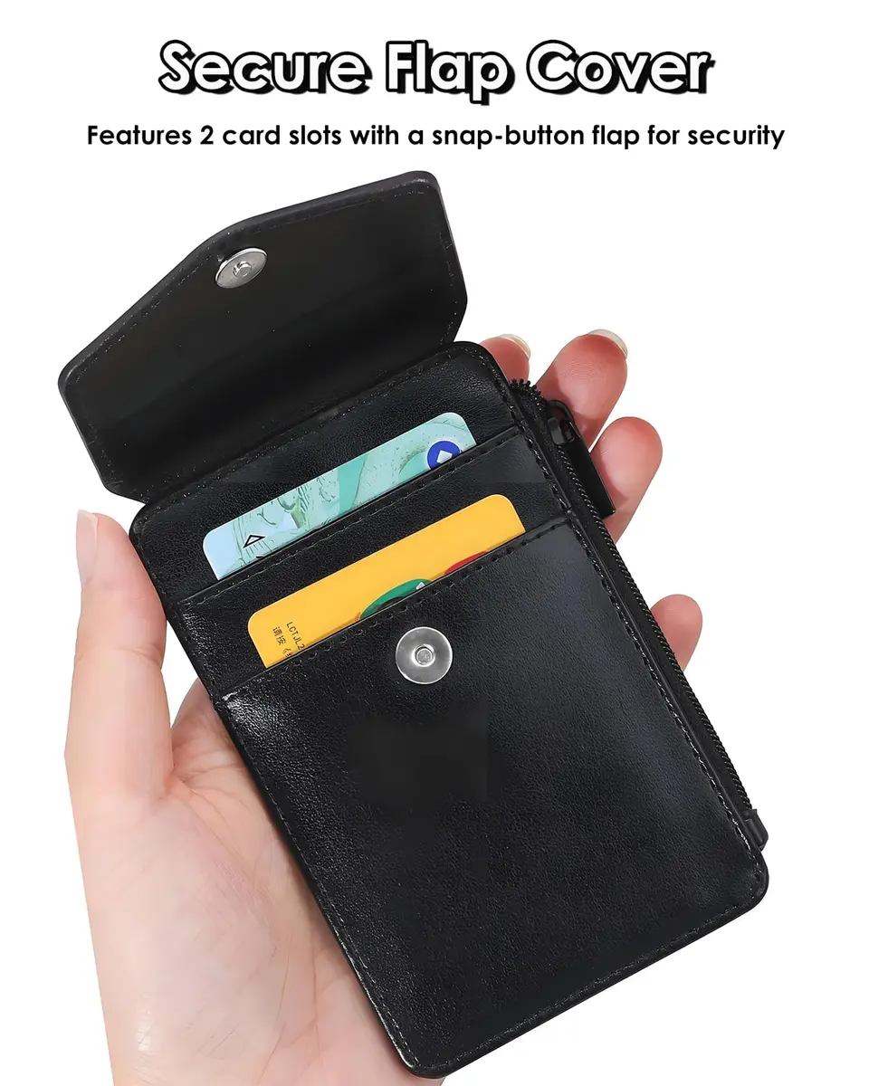 Teskyer Leather ID Badge Holder with Lanyard, Cyan | 4 Card Slots, Zipper Pocket, Premium Leather - view 3