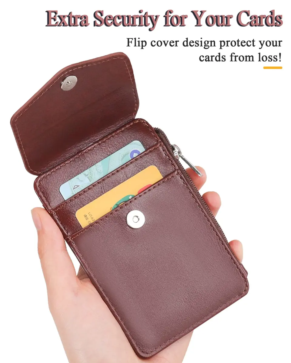 Teskyer Leather ID Badge Holder with Lanyard, Brown | Multiple Card Slots & Zip Pocket - view 5