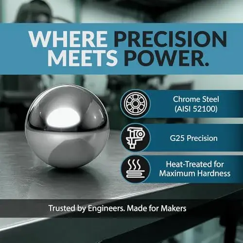 PGN Bearings 5/8" Chrome Steel Bearing Balls G25 (100 Pcs, 15.875mm) | Precision Grade 25 Balls - view 4