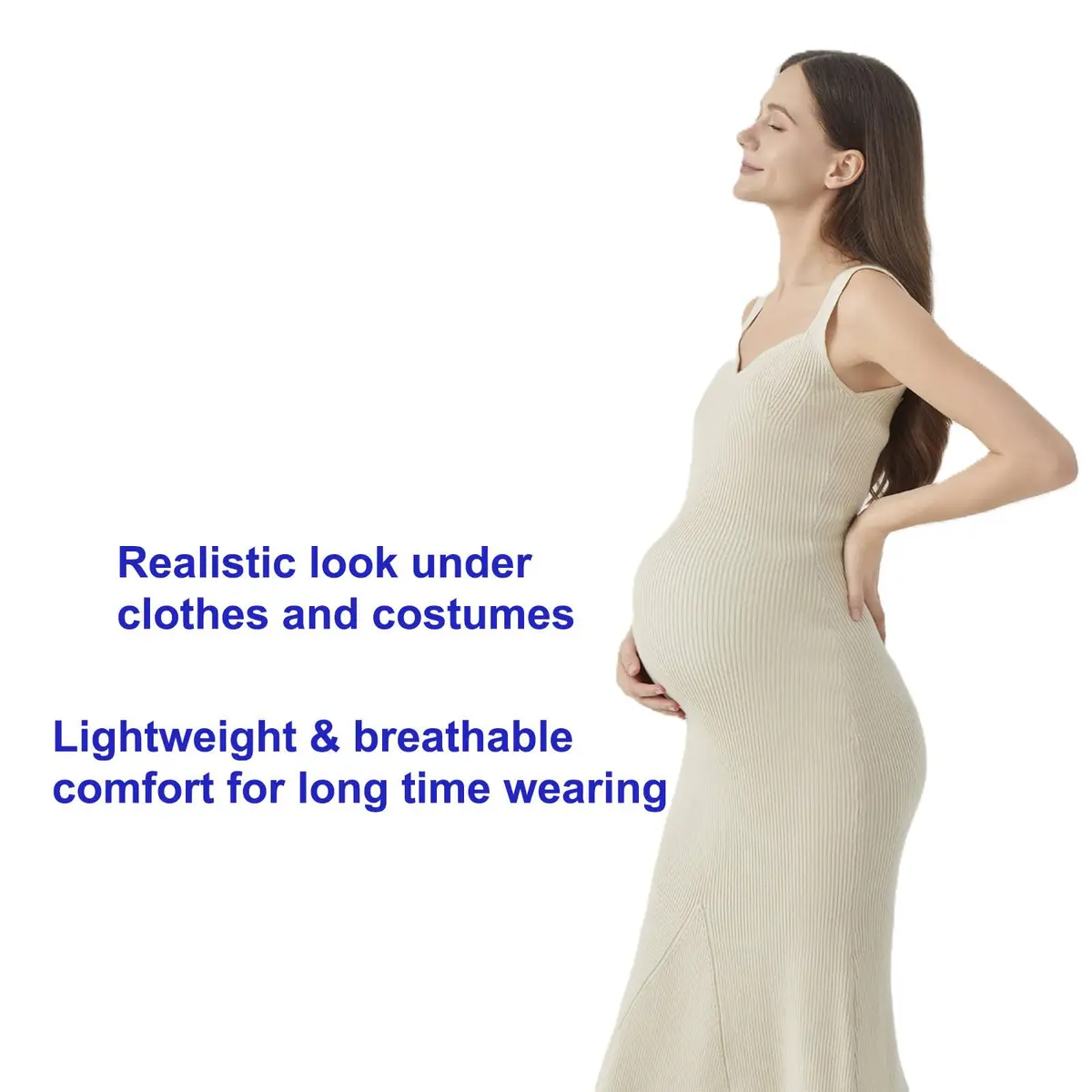 Teesider Realistic Memory Foam Fake Pregnancy Belly Costume - Large Beige | Adjustable Waistband & Breathable Cotton Cover - view 5