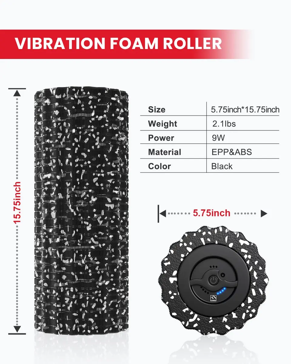 FITINDEX Vibrating Foam Roller for Exercise, 4 Speed, Rechargeable | Deep Tissue Muscle Massage Tool - view 7