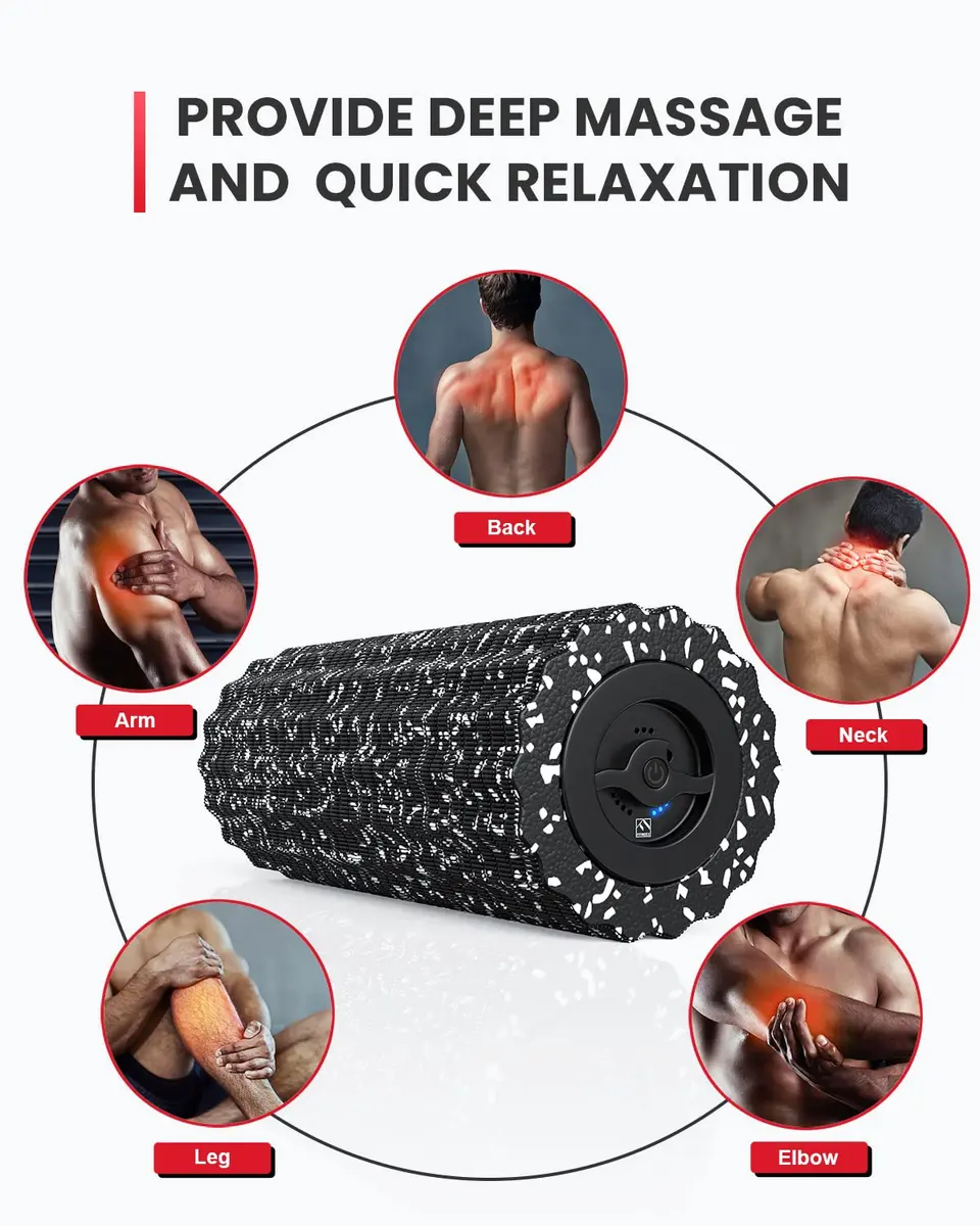 FITINDEX Vibrating Foam Roller for Exercise, 4 Speed, Rechargeable | Deep Tissue Muscle Massage Tool - view 3