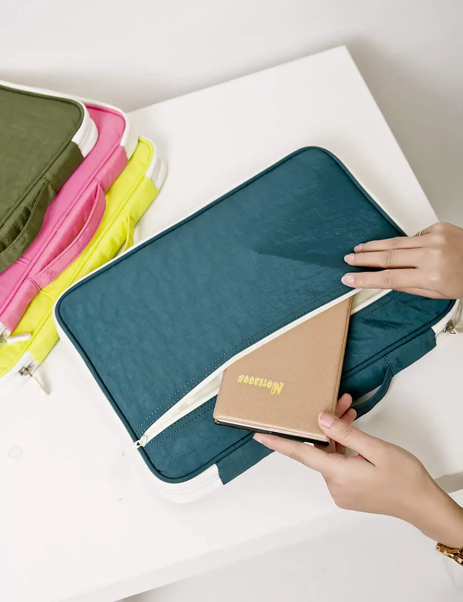 El-fmly Travel Document Organizer A4 Document Holder Zipper Portfolio Portable Folder for Office Business, Dark Green | Water-Resistant - view 6