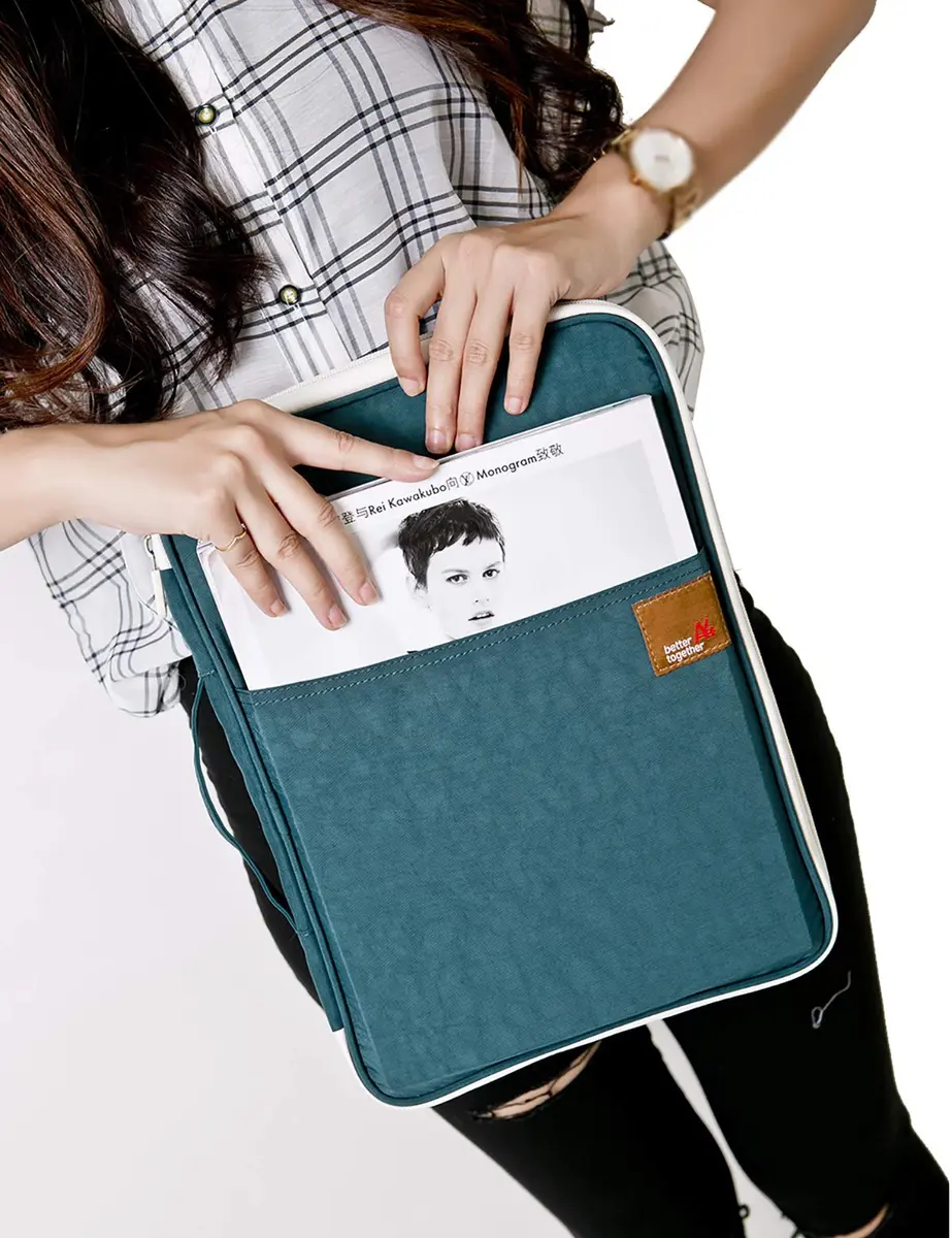 El-fmly Travel Document Organizer A4 Document Holder Zipper Portfolio Portable Folder for Office Business, Dark Green | Water-Resistant - view 7