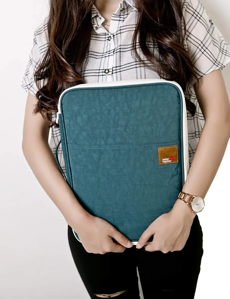 El-fmly Travel Document Organizer A4 Document Holder Zipper Portfolio Portable Folder for Office Business, Dark Green | Water-Resistant - view 8