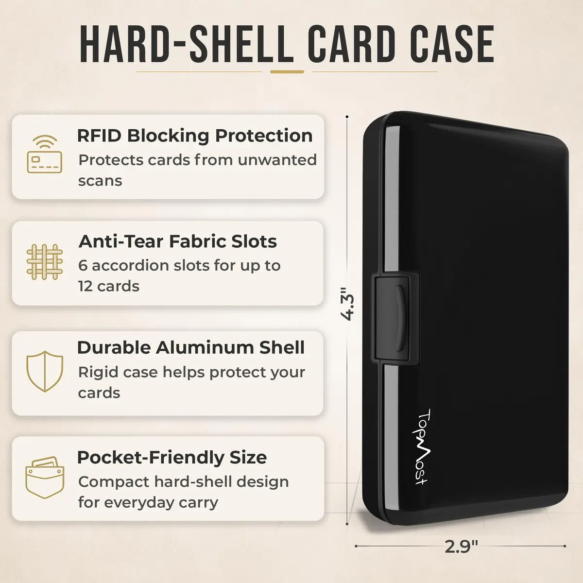 TopMost Aluminum Credit Card Holder RFID Blocking Wallet 12 Cards | Slim Minimalist Design - view 2