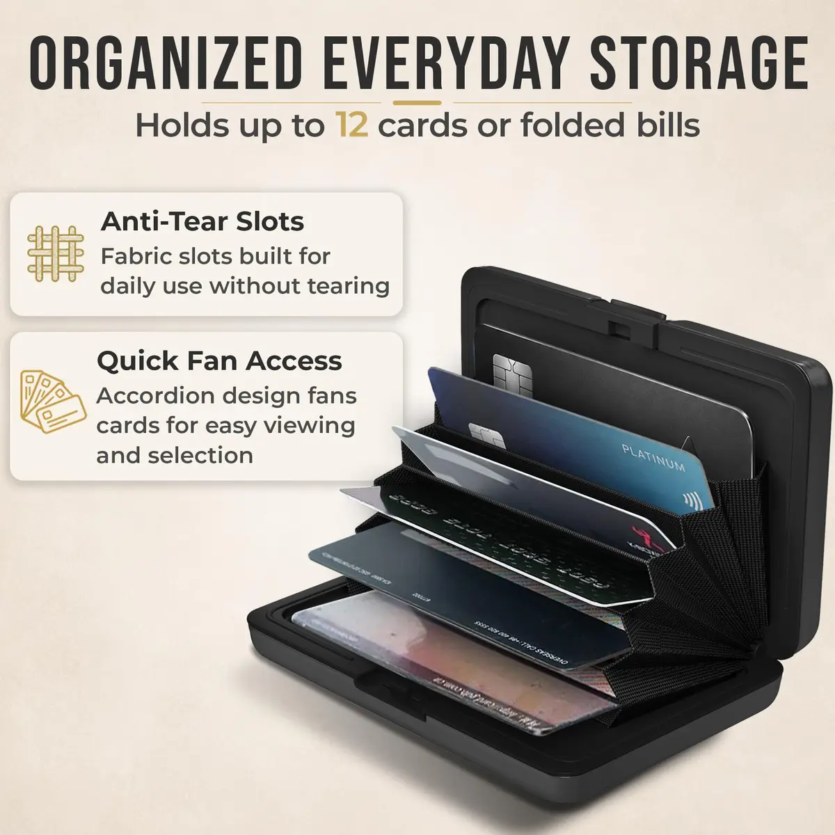 TopMost Aluminum Credit Card Holder RFID Blocking Wallet 12 Cards | Slim Minimalist Design - view 4