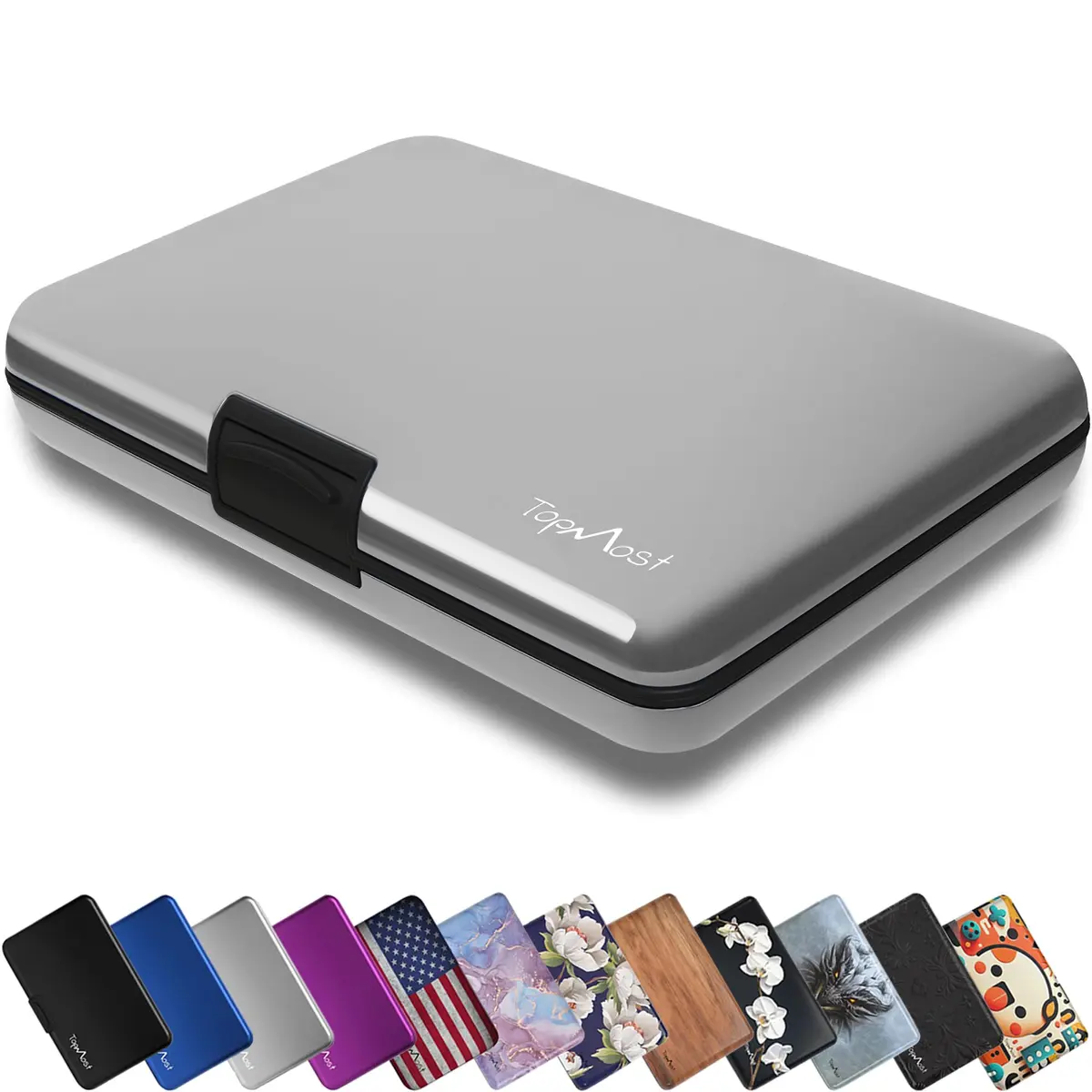 TopMost Aluminum Credit Card Holder, RFID Blocking Wallet for Women & Men - Silver | Holds 12 Cards - main product image