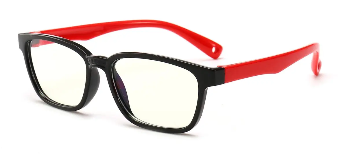 FOURCHEN Anti Blue Light Glasses for Kids Computer Glasses,UV Protection Anti Glare Eyeglasses, Video Gaming Glasses (Black-red) | Protect Eyes - main product image