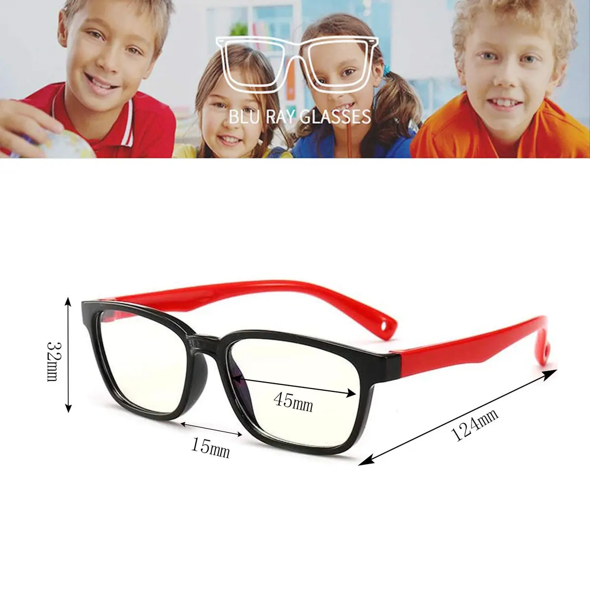 FOURCHEN Anti Blue Light Glasses for Kids Computer Glasses,UV Protection Anti Glare Eyeglasses, Video Gaming Glasses (Black-red) | Protect Eyes - view 4
