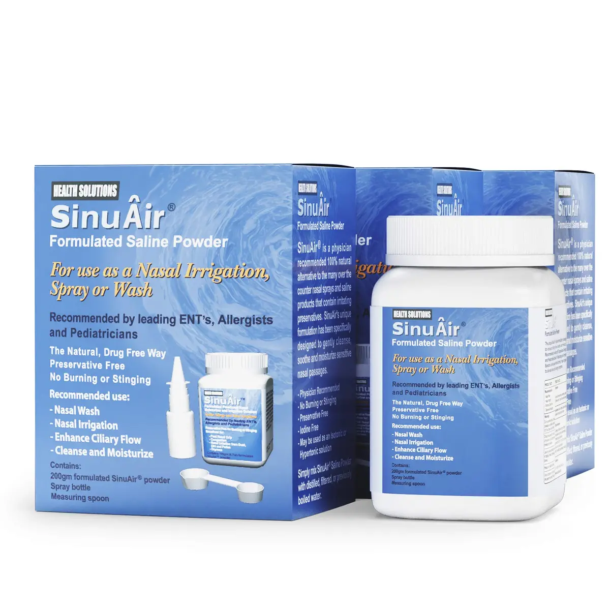Health Solutions SinuAir Sinus Rinse Salt Solution 200g | Saline Powder for Nasal Irrigation & Sinuses - main product image