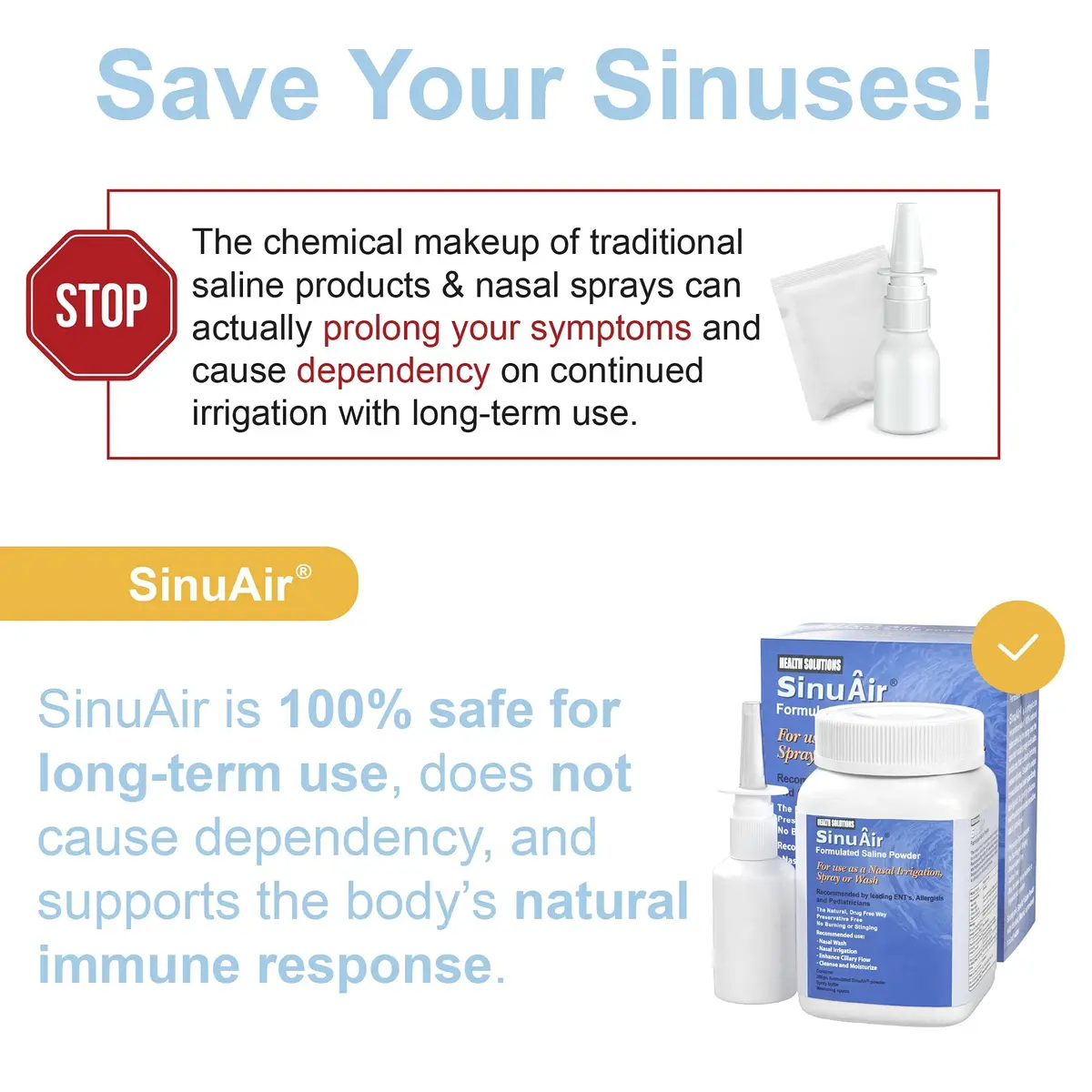 Health Solutions SinuAir Sinus Rinse Salt Solution 200g | Saline Powder for Nasal Irrigation & Sinuses - view 4