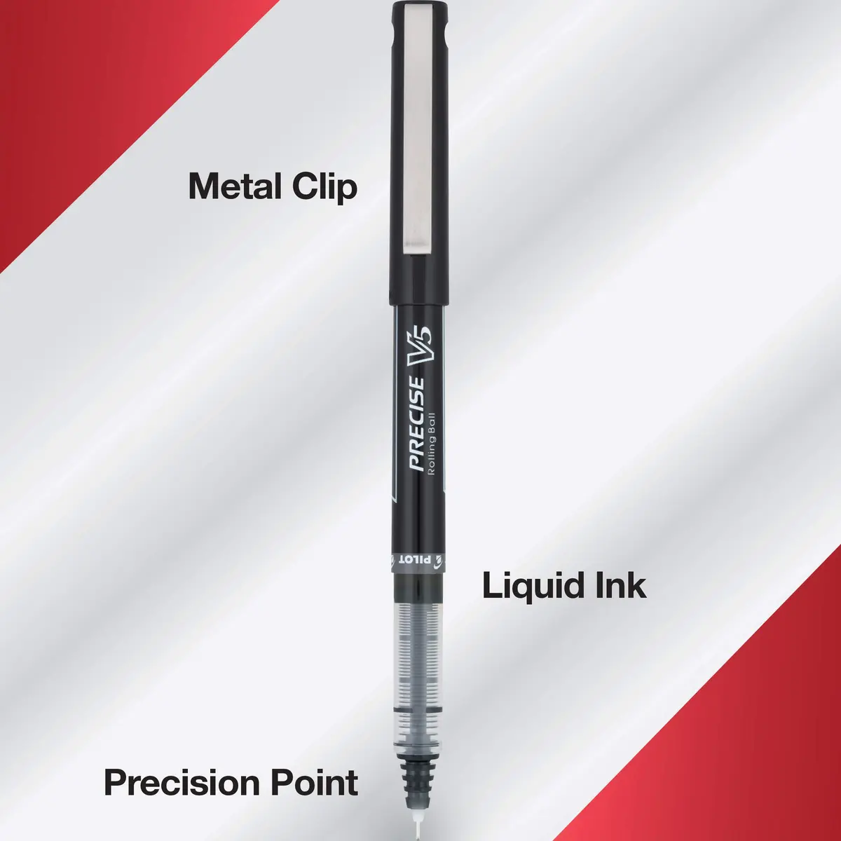 PILOT Precise V5 Stick Pens, Extra Fine Point 0.5mm, Assorted Inks, 12-Pack | Smooth Writing Liquid Ink Rollerball Pens - view 2