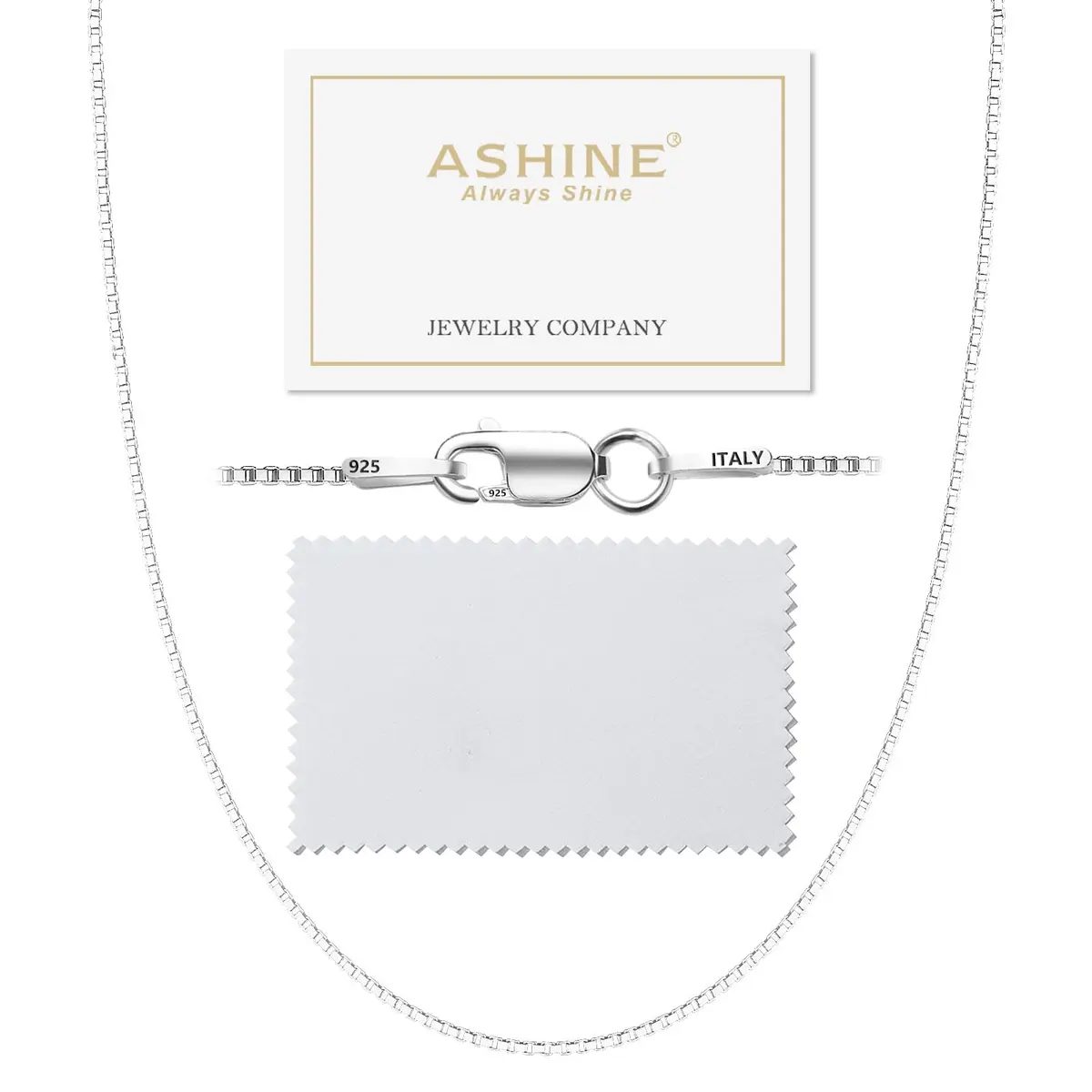ASHINE Silver Necklace Chain 17 inch | Sturdy 0.8mm Lobster Clasp, Minimalist & Durable - main product image