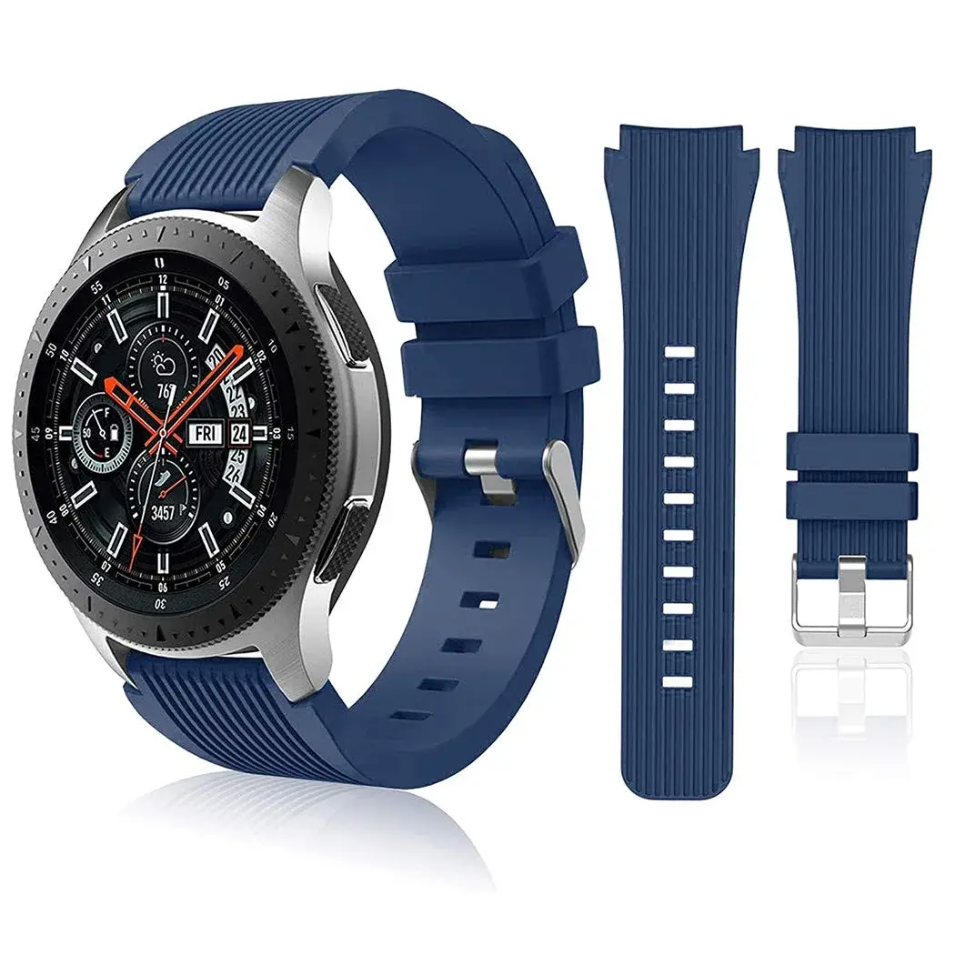 HSWAI 22mm Silicone Watch Band for Samsung Galaxy Watch 3 45mm/46mm, Gear S3 Classic/Frontier, Navy | Water Resistant Sports Strap - main product image