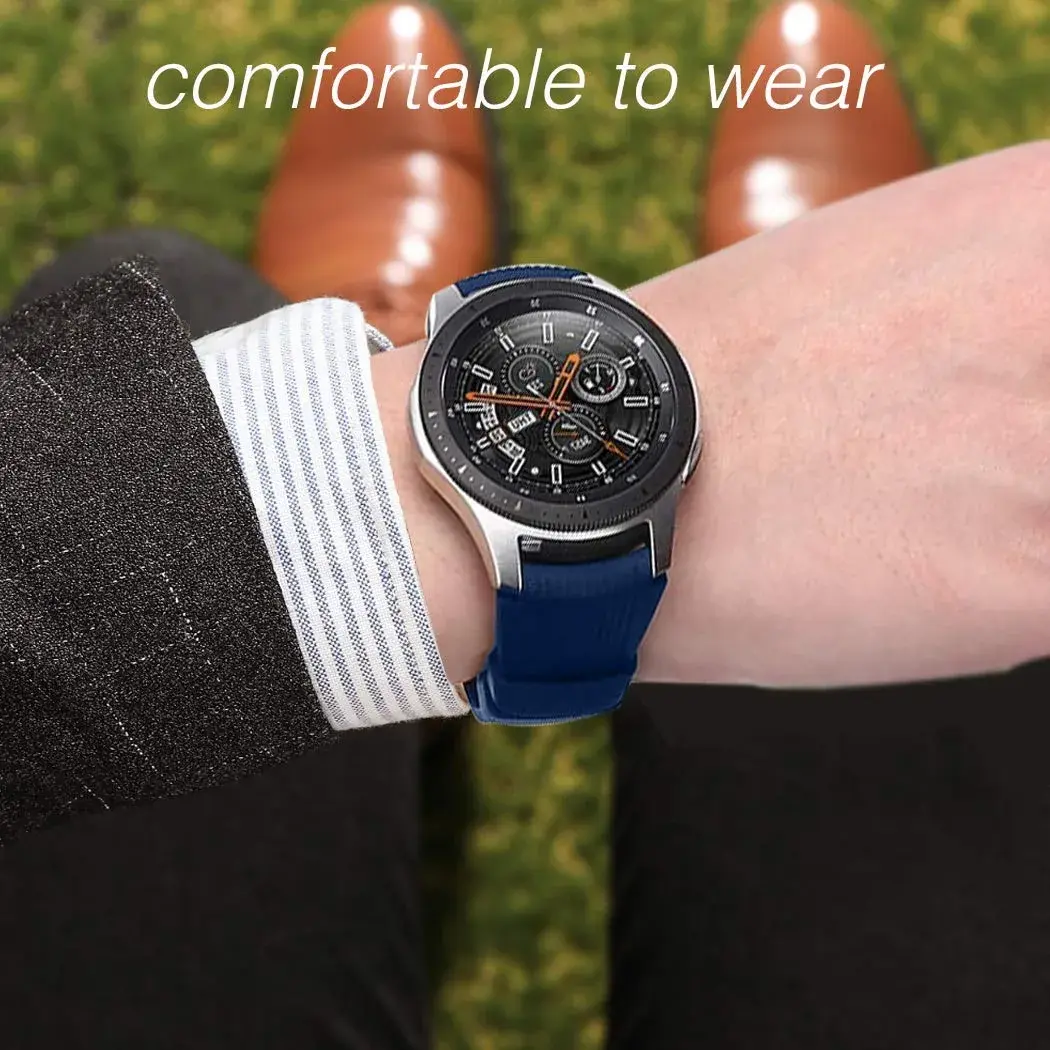 HSWAI 22mm Silicone Watch Band for Samsung Galaxy Watch 3 45mm/46mm, Gear S3 Classic/Frontier, Navy | Water Resistant Sports Strap - view 6