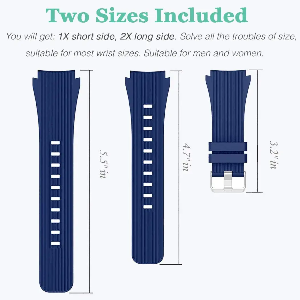 HSWAI 22mm Silicone Watch Band for Samsung Galaxy Watch 3 45mm/46mm, Gear S3 Classic/Frontier, Navy | Water Resistant Sports Strap - view 2