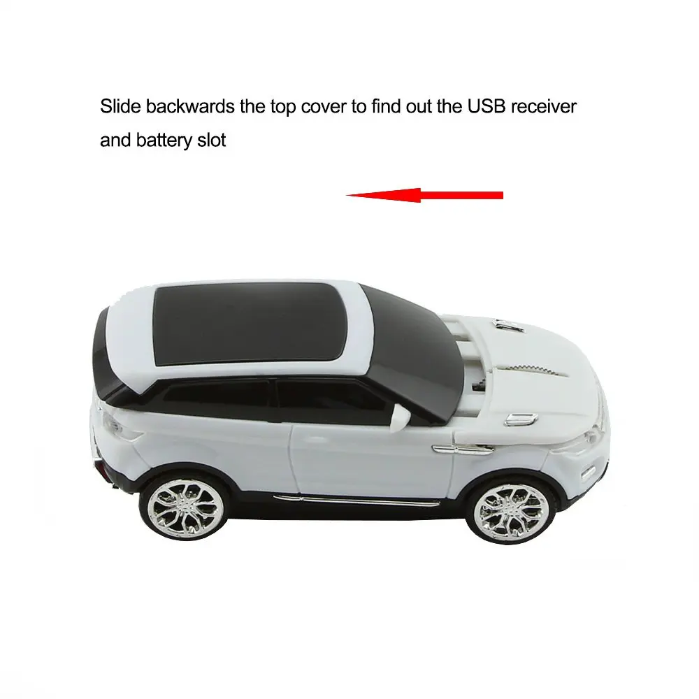 Sunffice Wireless Car Mouse 1600 DPI Optical with USB Receiver (White) | 2.4GHz Sport SUV Shape - view 2