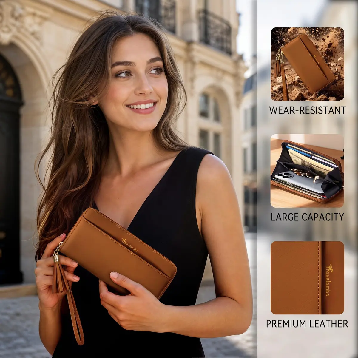Travelambo Wristlet Wallet Women RFID Bifold Large Capacity Clutch Purse | RFID Protected & Stylish - view 5