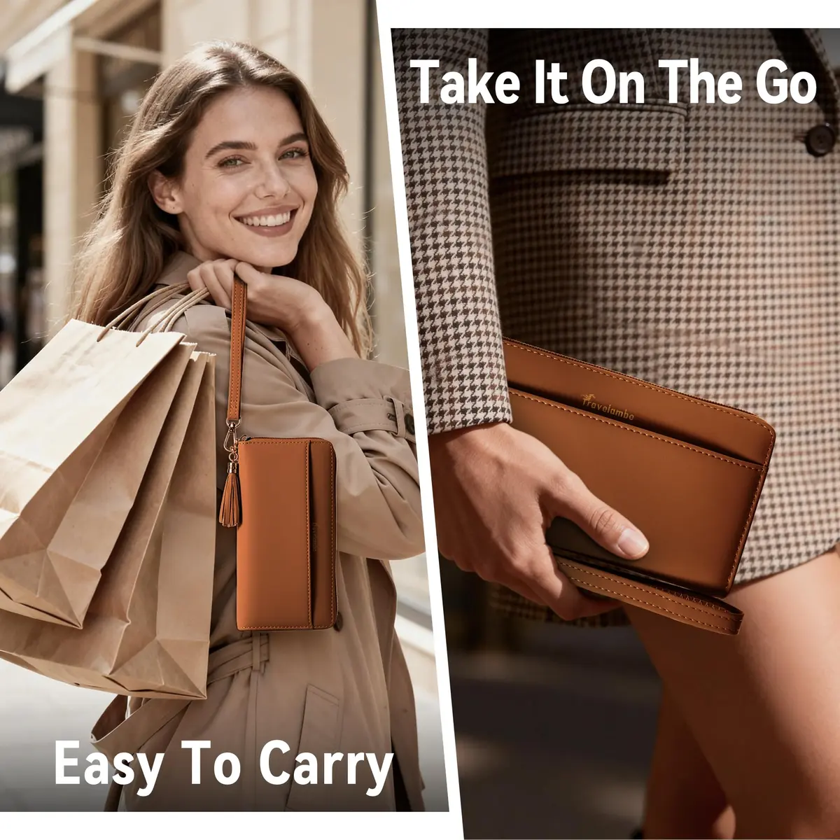 Travelambo Wristlet Wallet Women RFID Bifold Large Capacity Clutch Purse | RFID Protected & Stylish - view 8