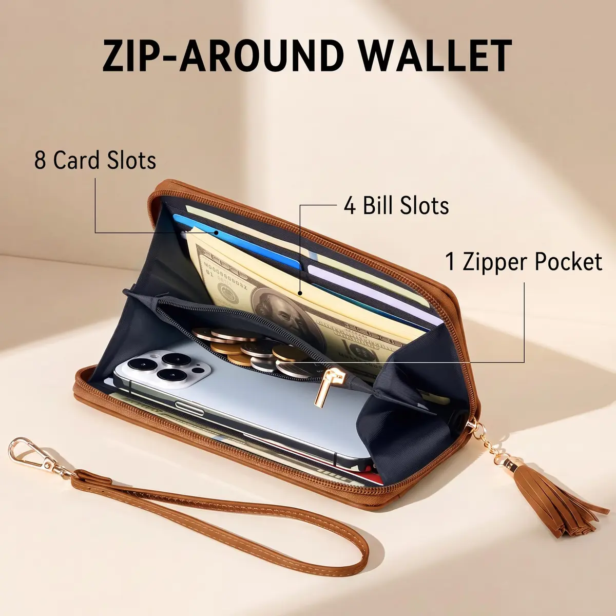 Travelambo Wristlet Wallet Women RFID Bifold Large Capacity Clutch Purse | RFID Protected & Stylish - view 2