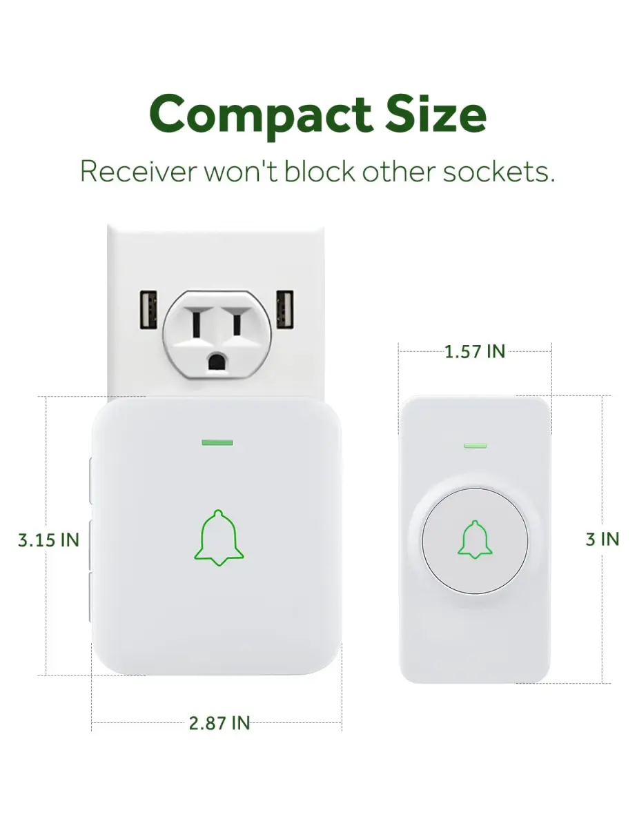 AVANTEK Wireless Doorbell Kit 300m (1000 ft) Range | 2 White Transmitters + 1 Plug-in Receiver - view 5
