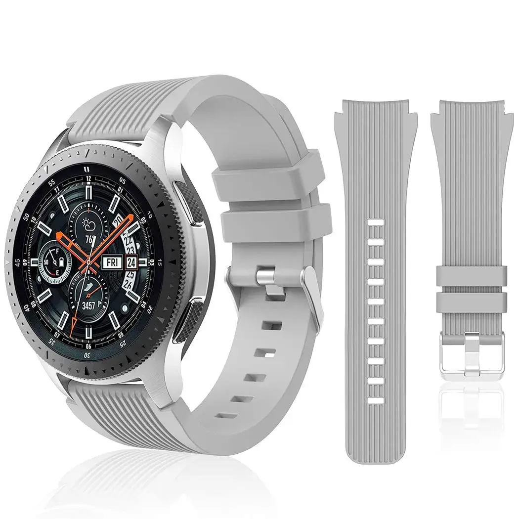 HSWAI Gray Silicone Watch Band for Samsung Galaxy Watch 46mm/Gear S3/Watch 3 45mm (22mm) | Water Resistant Sports Strap - main product image