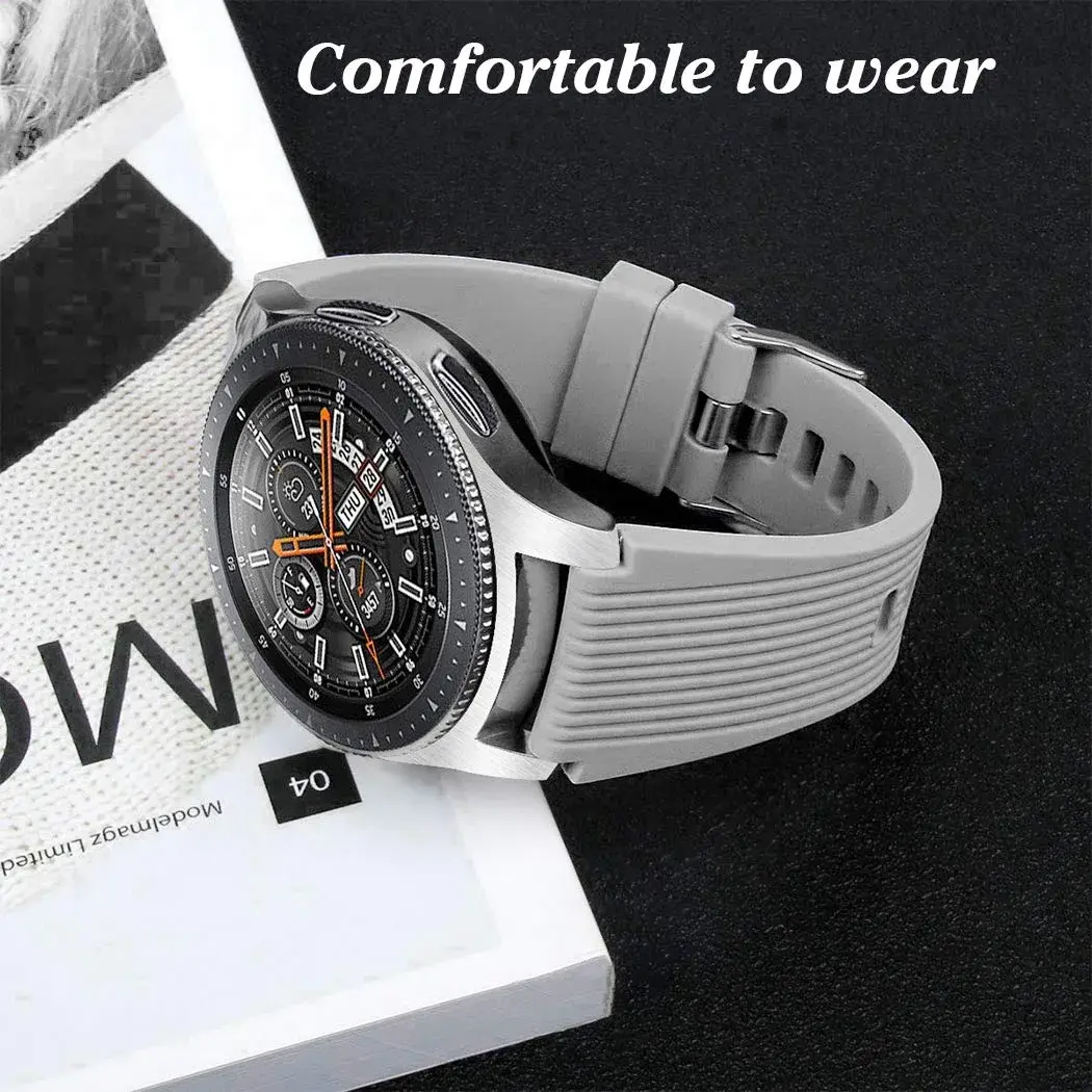 HSWAI Gray Silicone Watch Band for Samsung Galaxy Watch 46mm/Gear S3/Watch 3 45mm (22mm) | Water Resistant Sports Strap - view 5