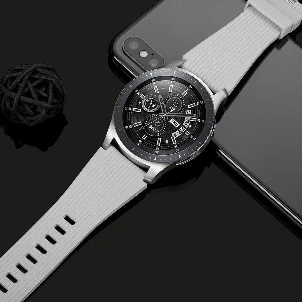 HSWAI Gray Silicone Watch Band for Samsung Galaxy Watch 46mm/Gear S3/Watch 3 45mm (22mm) | Water Resistant Sports Strap - view 6