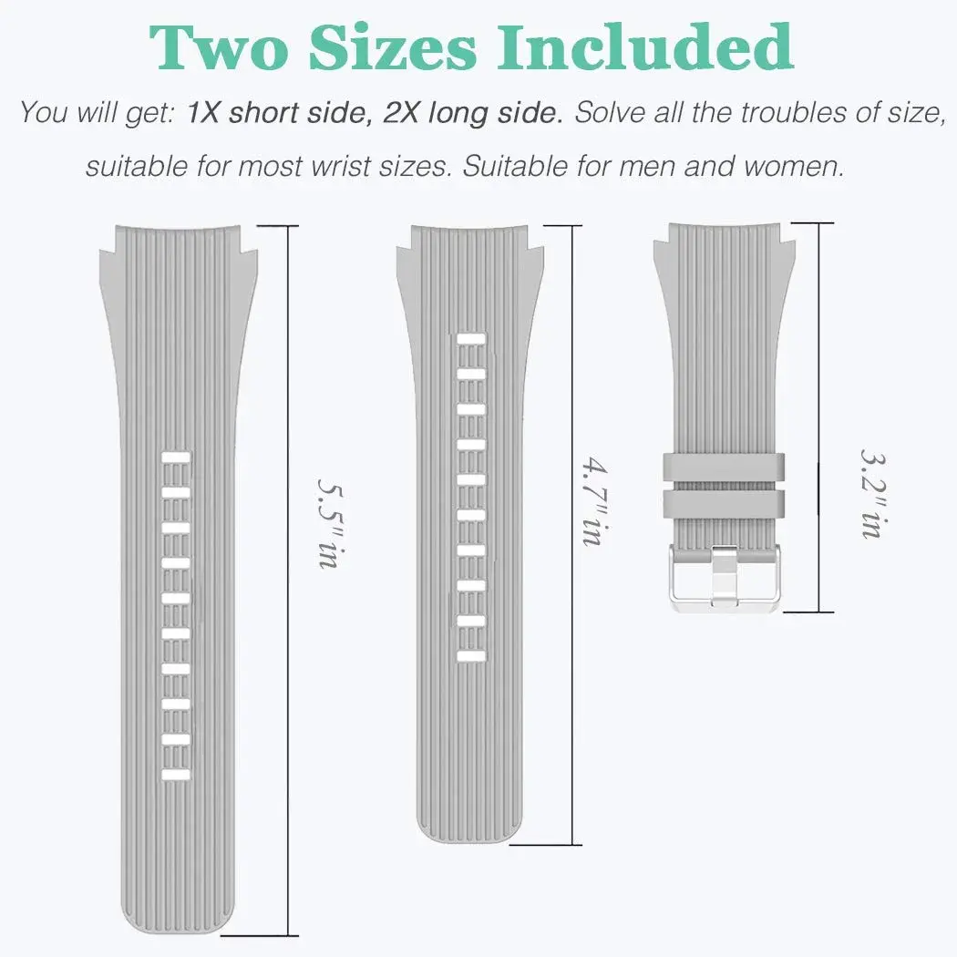 HSWAI Gray Silicone Watch Band for Samsung Galaxy Watch 46mm/Gear S3/Watch 3 45mm (22mm) | Water Resistant Sports Strap - view 2