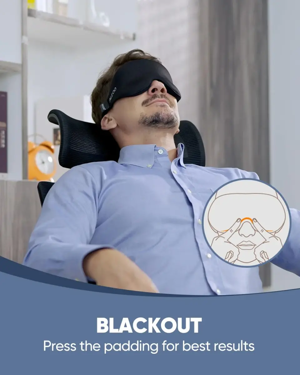 MZOO Luxury 3D Sleep Mask 10mm (0.39in) | Patented Light Blocking Design for Zero Eye Pressure - view 4