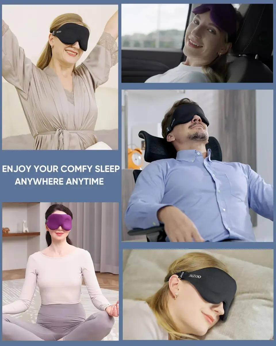 MZOO Luxury 3D Sleep Mask 10mm (0.39in) | Patented Light Blocking Design for Zero Eye Pressure - view 7